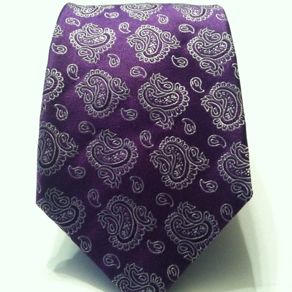 ALTEA MENS NEW PURPLE 100%SILK NECK TIE WIDTH: 3 1/2"